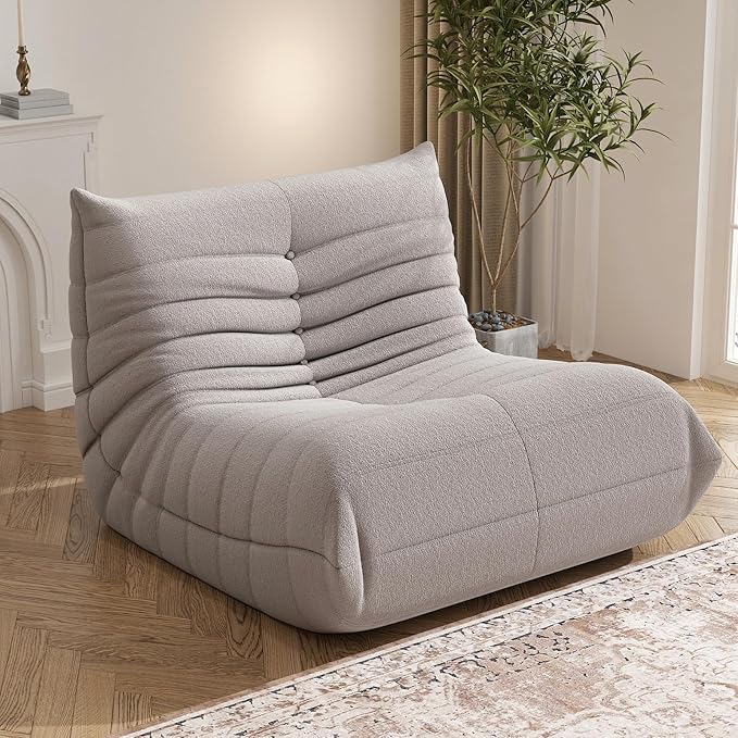 Bean Bag Chair, Fireside Chair Bean Bag Sofa Large Bean Bag Chair for Adults, Bean Bag Chairs for Teens with High Density Comfortable Foam, Memory Foam Bean Bag for Living Room, Bedroom (Grey)