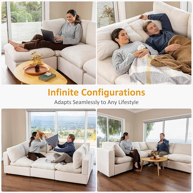Modular Sectional Sofa, Convertible Sofa Couch Modular Sofa with Ottoman, Sectional Sofas for Living Room Small Apartments