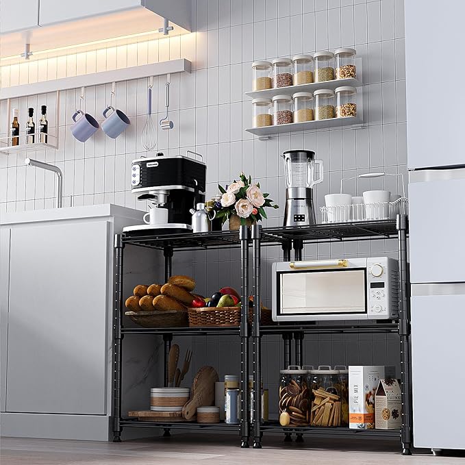 450 lbs Steel Storage Shelving 3-Tier Utility Shelving Unit Steel Organizer Wire Rack for Home,Kitchen,Office (11.8" D x 17.7" W x 26.3" H)