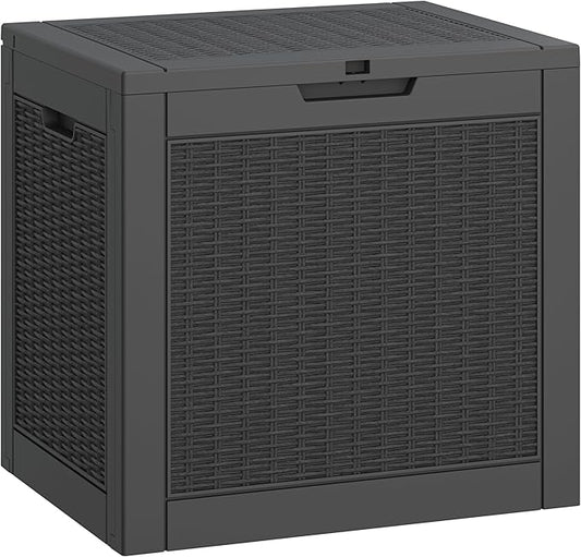 31 Gallon Deck Box, Resin Outdoor Storage Box, Waterproof and UV Resistant Deck Box, Lightweight Storage Box for Garden Tools, Pool Supplies