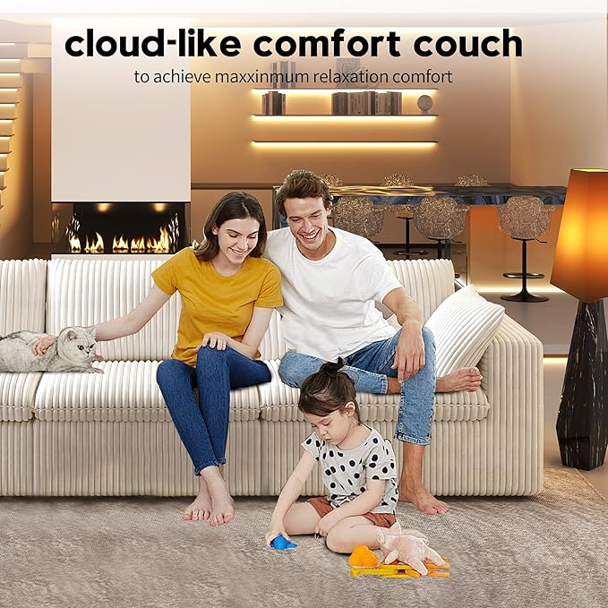 78.74" LoveSeat Cloud Sofa,Modular Sectional Couch,Modern Deep Seat Upholstered Couches with Plush Corduroy Fabric for Living Room Furniture,Bedroom and Apartment,No Assembly Required,White