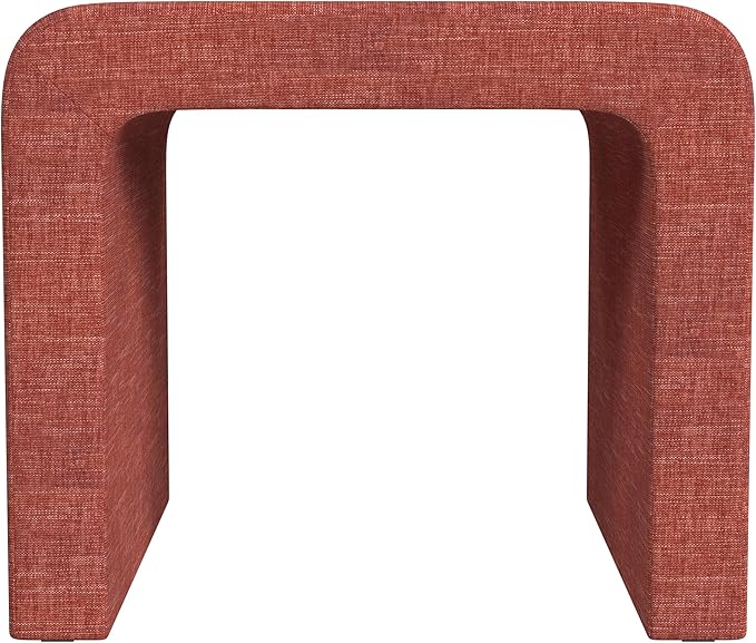 Modern Channel Pink Chenille Foot Stools Ottoman Home Décor, Soft Ottoman Foot Rest Chair for Bedroom and Living Room, Vanity Chair and Stool in Dressing Area, and Lounge