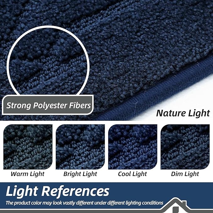 BEQHAUSE Dirt Trapper Door Mat 36" x 60", Doormat Non-Slip Entryway Rugs Washable, Dog Door Mat Stain Resistant and Absorbent Welcome Floor Mat for Front Back Door, Muddy Wet Shoes & Paws, Navy Blue