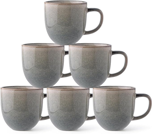 AmorArc 12oz Coffee Mugs, Ceramic Coffee Mugs set of 6 for Man, Woman, Dad, Mom, Modern Coffee Cups with handle for Latte/Cappuccino/Milk/Cocoa. Dishwasher&Microwave Safe, Reactive Glaze