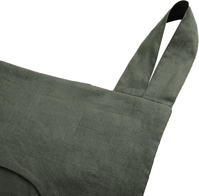 Amazhiyu 100% Linen Door Hanging Laundry Hamper Bag, 19x27 Inches Dusty Green