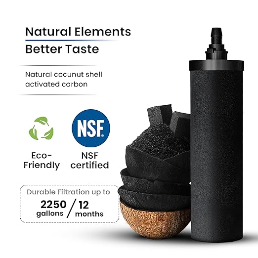 0.26 Gallon 304 Grade Stainless Steel Gravity Water Filter with 1 NSF Certified Smart Carbon Filter, Enjoy Potable Water While Camping, RVing, Off-Grid, Emergencies, Every Day at Home