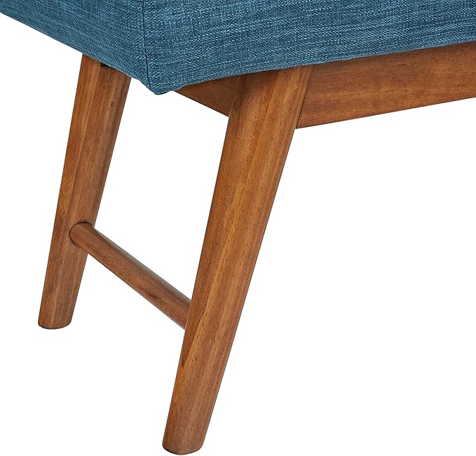 Amazon Basics Modern Haraden Upholstered Button-Tufted Bench, Blue, 16 x 44 x 17 in (Previously Rivet brand)