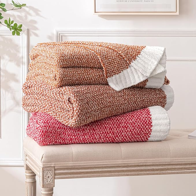 MIULEE Fall Rust Super Soft Throw Blanket for Bed, Twin Size Cozy Fluffy Warm Blankets Knit Blankets for Couch, Sofa, Chair, Living Room, Camping, Picnic, 60 x 80 inch