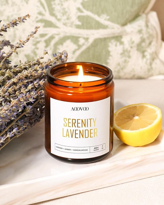 AOOVOO Candle Set - 4PC Scented Candles, 28 oz Soy Candles, Soy Candle for Home Scented, Lavender/Sandalwood/Jasmine/Sage