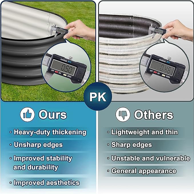 2 Pcs 4.5x2x1ft Oval Raised Garden Bed, Galvanized Raised Beds,Open-Ended Base Metal Raised Planter Beds,Garden Bed Outdoor,Planter Raised Boxes for Vegetables, Flowers,Tool-Free Asse,Gray