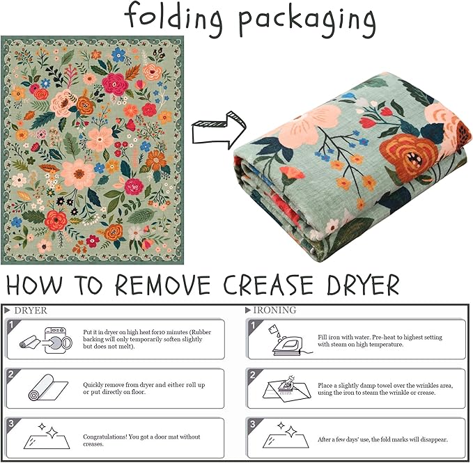 Bedroom Rug 3x5 Rug Washable Area Rug Non Slip Low Pile Boho Floral Small Carpet for Bedroom, Bedside, Kitchen, Entryway, Kids Room, Office, College Dorm Essentials for Girls(Green)