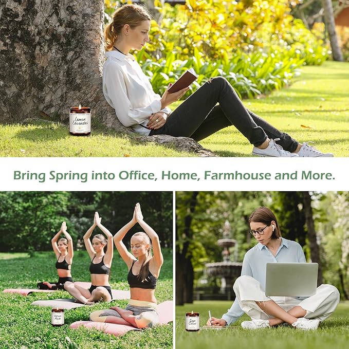 Auelife Scented Candles Set | Scented Candle for Home - 4 Pack Candle Gifts, Soy Candles for Home - Aromatherapy Gift of Mint Eucalyptus/Lemon Lavender/Sage Citrus/Vetiver Musk