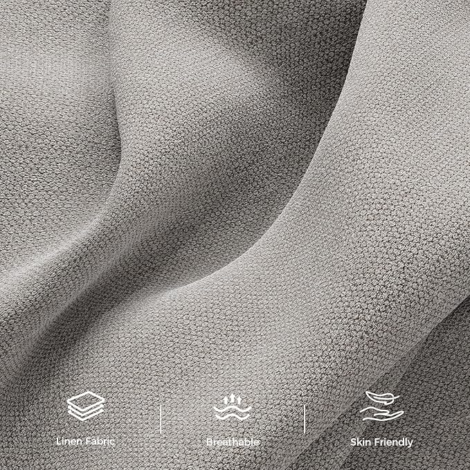 89” Futon Sofa Bed, Linen Comfy Futon Couch Bed with 2 Square Pillows, Convertible Sleeper Sofa with Adjustable Backrest& Armrests, Modern Loveseat Sleeper for Living Room, Bedroom, Light Gray