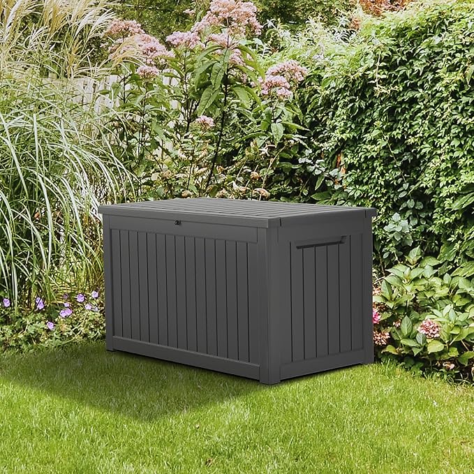 230 Gallon Deck Box Large Outdoor Storage for Patio Furniture,Outdoor Cushions,Garden Tools and Pool Supplies,Waterproof,Resin,Lockable(Black)