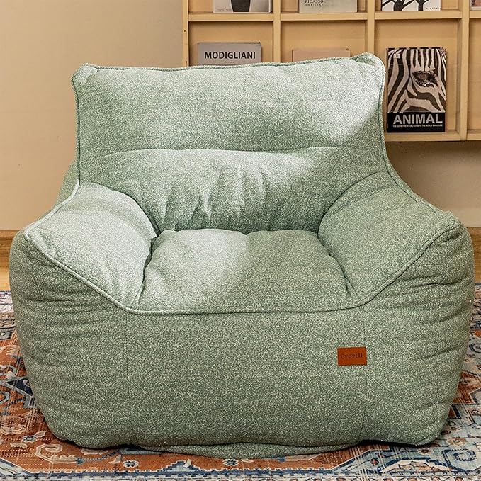 Bean Bag Chair with Filler, Bean Bag Sofa Chair with Tufted Soft Armrests Plush Lazy Sofa Comfy Chair,Large BeanBag Chair for Adults in Livingroom, Bedroom