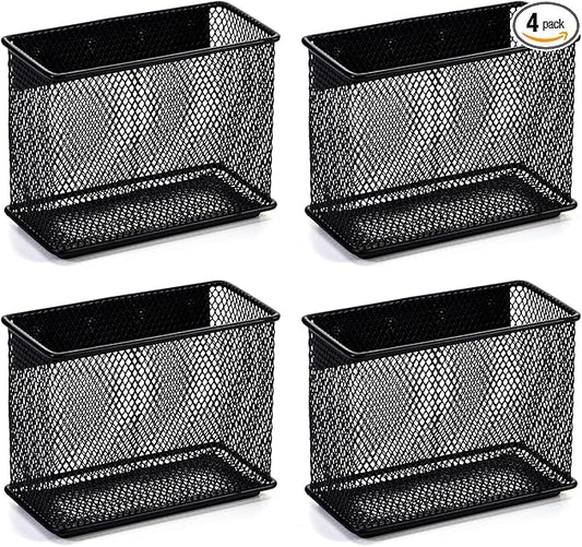 4.5' × 2.2'' × 3.5'' Magnetic Basket for Whiteboard Black Magnetic Basket for Fridge Magnetic Organizer Holder with 4 Strong Magnets Magnetic Holder for Refrigerator Locker,Set of 4