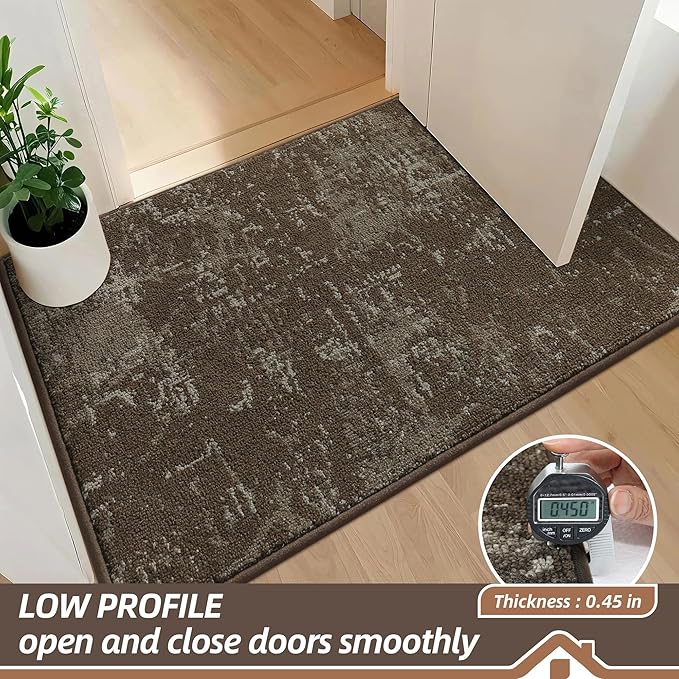 BEQHAUSE Dirt Trapper Door Mat 32"x48" Non-Slip Door Mats Washable Entryway Rugs Stain Resistant Doormat Absorbent Welcome Floor Mat for Front Back Door, Muddy Wet Shoes & Paws,Brown