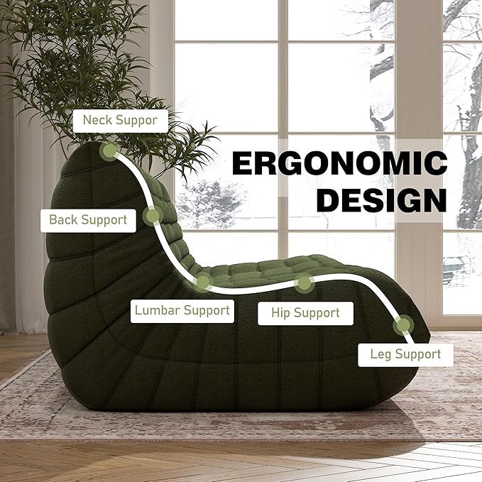 Big Bean Bag Chairs for Adults, 3 Seater Large Floor Sofa (Green)