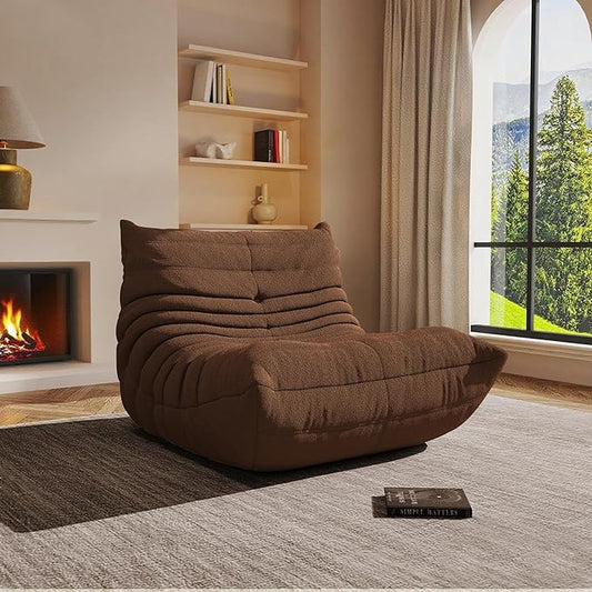Bean Bag Chair, Oversized Bean Bag Chair for Living Room, Fireside Chair for Adults with Memory Foam Filled, Big Accent Sofa Lounge Floor Sofa for Gaming, Reading, Relax, No Assembly Required(Coffee)