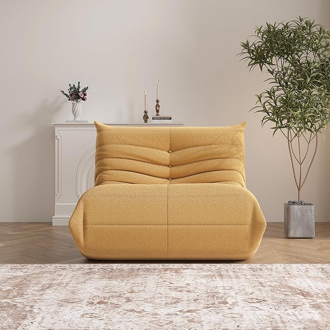 Bean Bag Chair, Memory Foam Bean Bag Sofa Large Bean Bag Chair for Adults, Bean Bag Chairs for Teens with High Density Comfortable Foam, Bean Bag for Living Room, Bedroom (Yellow)