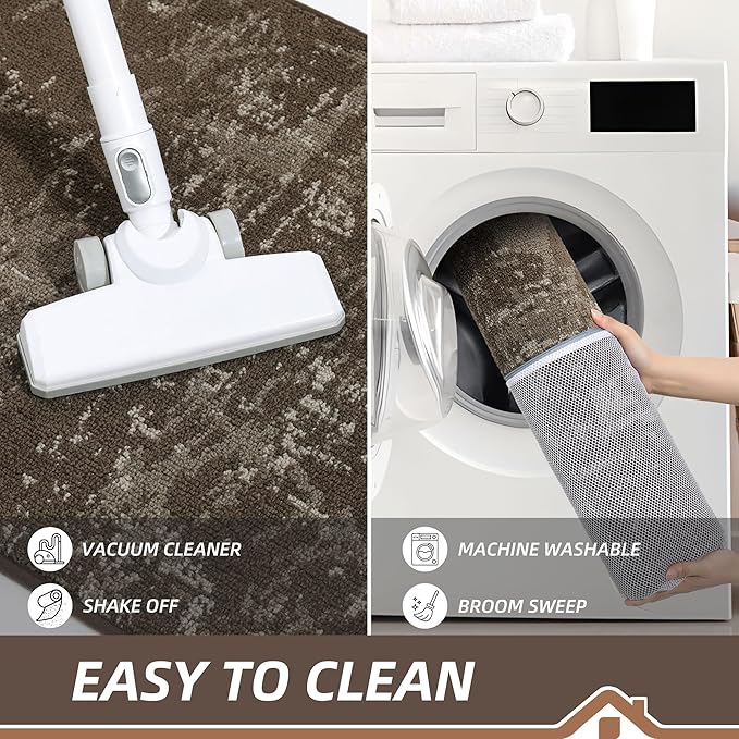 BEQHAUSE Dirt Trapper Door Mat 32"x48" Non-Slip Door Mats Washable Entryway Rugs Stain Resistant Doormat Absorbent Welcome Floor Mat for Front Back Door, Muddy Wet Shoes & Paws,Brown