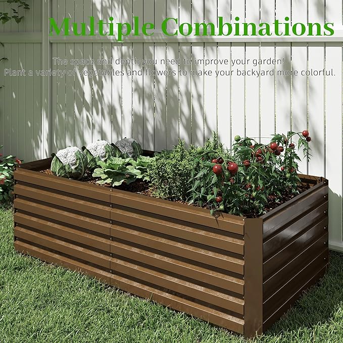 6x3x2 ft Raised Garden Bed, Large Metal Planter Raised Beds, Planters for Outdoor Plants for Vegetables, Flowers, Herbs, Fruits, and Succulents.(2 Pcs)