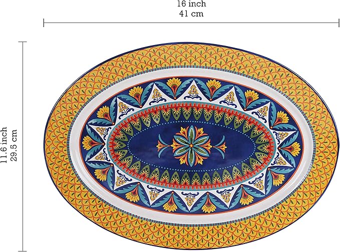 Bico Havana Ceramic 16 inch Oval Platter, Microwave & Dishwasher Safe