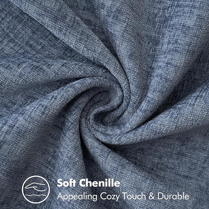 MIULEE Pack of 2 Couch Throw Pillow Covers 18x18 Inch Dark Grey Blue Farmhouse Decorative Pillow Covers with Stitched Edge Soft Chenille Solid Dyed Spring Pillow Covers for Sofa Bed Living Room