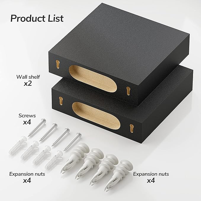 BAMEOS Small Floating Shelves for Wall, Small Black Shelf 5.9 * 5.7 Inch Display Ledges for Decor, Mini Shelf for Wall, Black