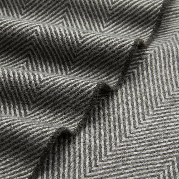 Amazon Basics Cozy Room Décor Throw Blanket, Lightweight, Recycled Polyester, Dark Gray and Light Gray Herringbone, 50"x 60"
