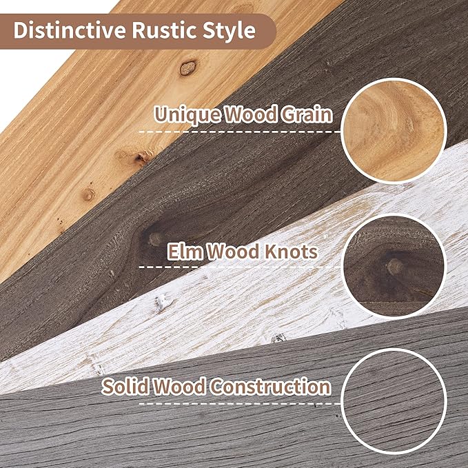 Axeman Floating Shelves for Wall, 24''W x 8'' D Rustic Solid Elm Wood Shelves for Storage, Wall Mounted Display Shelving with Invisible Heavy-Duty Metal Bracket (Grey, 2PCs)