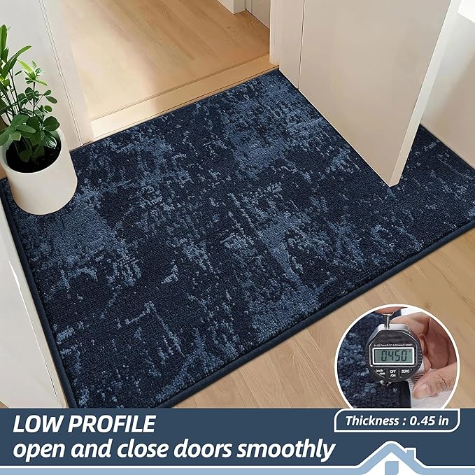 BEQHAUSE Dirt Trapper Door Mat 32"x48" Non-Slip Door Mats Washable Entryway Rugs Stain Resistant Doormat Absorbent Welcome Floor Mat for Front Back Door, Muddy Wet Shoes & Paws,Blue