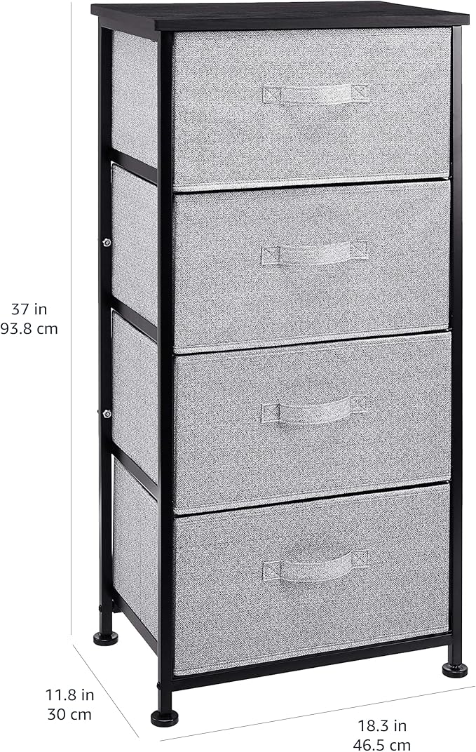 Amazon Basics Fabric 4-Drawer Storage Organizer Unit for Closet, Black