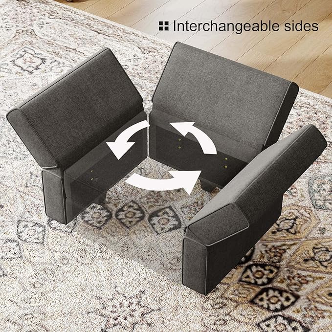 Belffin Modular Sectional Sleeper Sofa Bed Convertible Sectional Couches for Living Room. Light Grey Couch