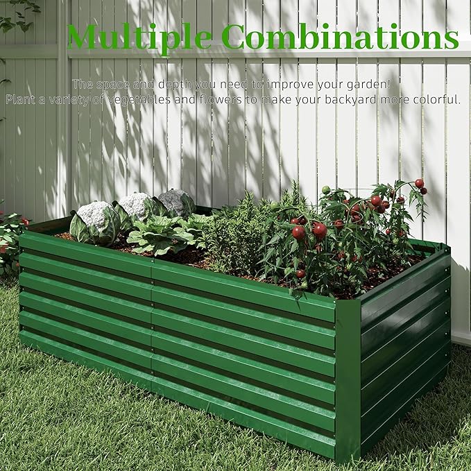 6x3x2 ft Raised Garden Bed, Large Metal Planter Raised Beds, Planters for Outdoor Plants for Vegetables, Flowers, Herbs, Fruits, and Succulents.(2 Pcs)