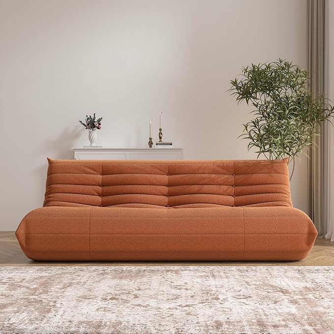 Bean Bag Chair, Oversized Fireside Chair Bean Bag Sofa Large Bean Bag Chair for Adults, 3 Seater Bean Bag Chairs for Teens with High Density Comfortable Foam, Bean Bag for Living Room, Bedroom(Orange)