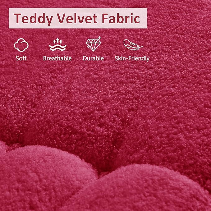 Bean Bag Chair, Oversized Bean Bag Chair for Living Room, Fireside Chair for Adults with Memory Foam Filled, Big Accent Lounge Floor Sofa for Reading, Relax, No Assembly Required. (Burgundy 3-Seater)