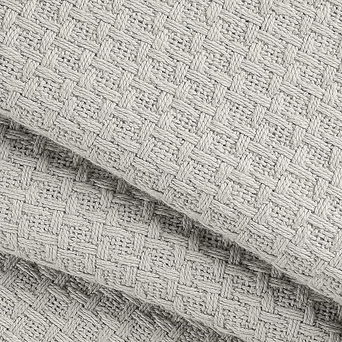 BELIZZI HOME 100% Cotton Bed Blanket, Breathable Bed Blanket Twin Size, Cotton Thermal Blankets Twin, Perfect for Layering Any Bed for All Season, Light Grey